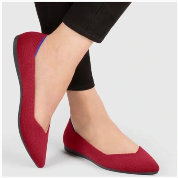 Rothys Chili Red The Point Ballet Flats Women's 8 Slip On Shoe - Picture 2 of 12
